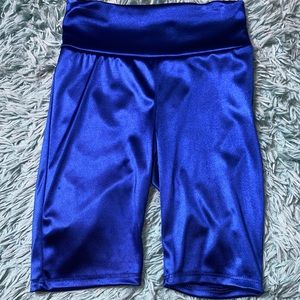 Silky blue biker shorts
